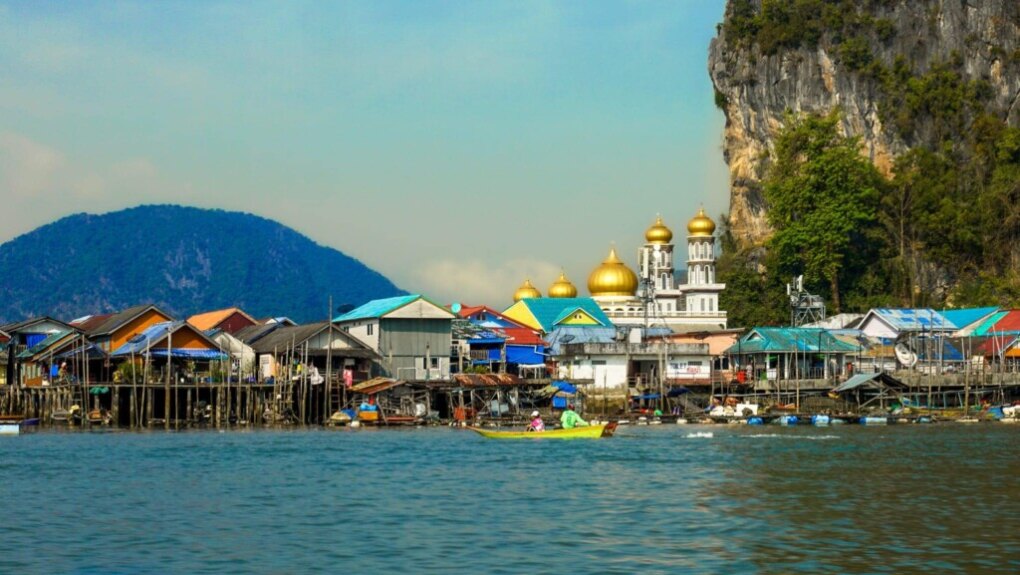 Phang Nga: boot tour en viewpoint 6 Floating Muslim village Phang Nga